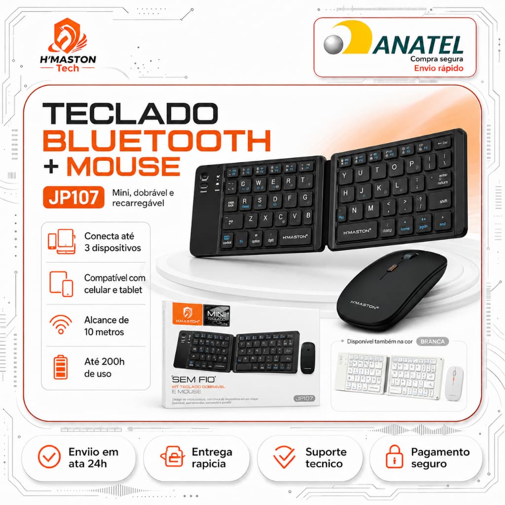 H'MASTON Kit Teclado e Mouse Sem Fio Mouse e Teclado Sem Fio Teclado e Mouse Bluetooth Kit Mouse e Teclado Sem Fio JP107