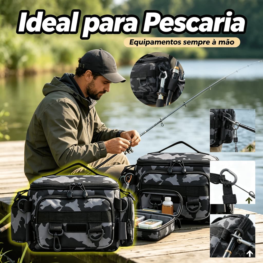 Mochila Impermeável para Isca de Pesca | Bolsa Transversal Compacta, Equipamento e Armazenamento ao Ar Livre