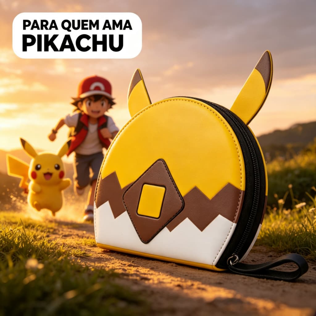 Álbum Pokémon Pikachu 400 Cartas 4 Bolsos Zíper PU Porta Cards TCG Presente para Fãs Colecionadores
