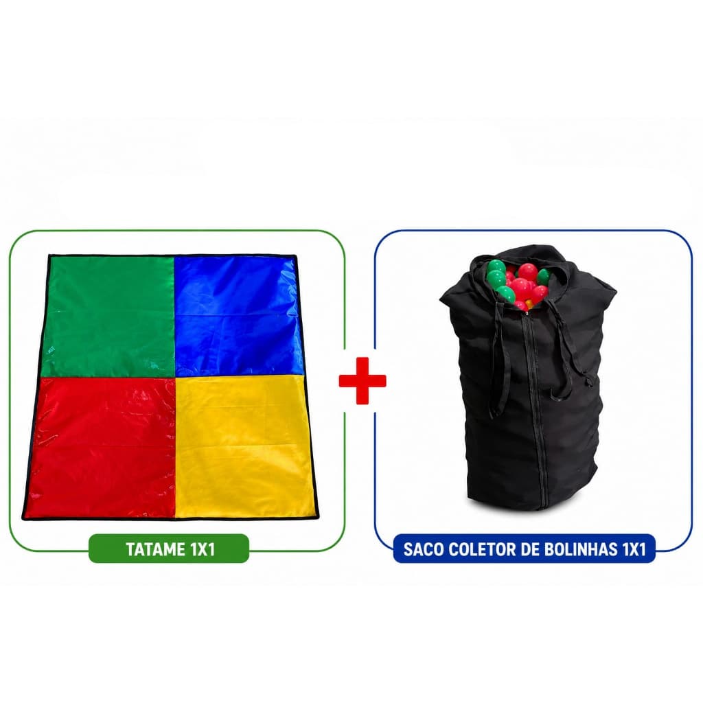 Kit Piscina de Bolinhas – Tatame Colchonete 1x1 + Saco Coletor de Bolinhas