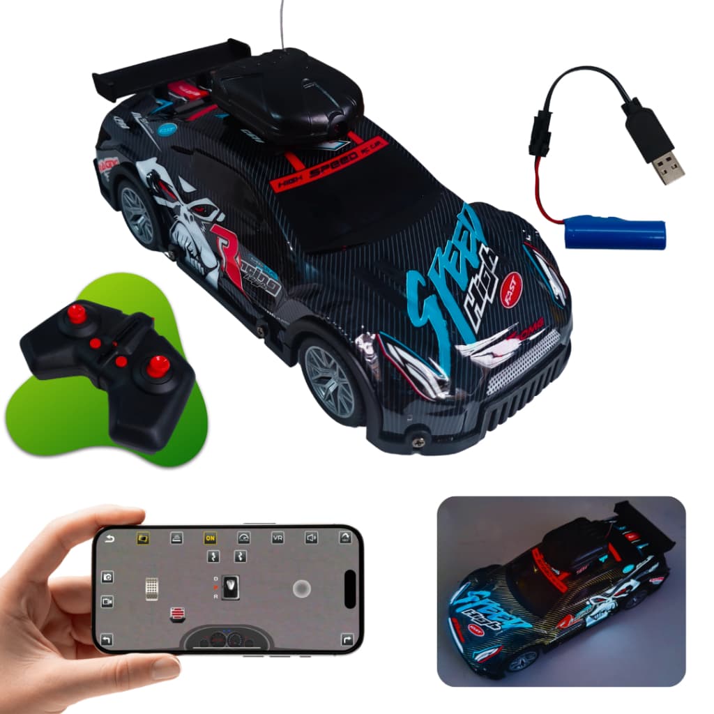Carro de Controle Remoto RC Speed Com Câmera Wifi Led
