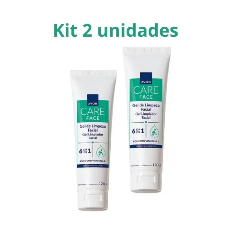 KIT GEL DE LIMPEZA FACIAL AVON CARE 6 EM 1(2 UNIDADES)