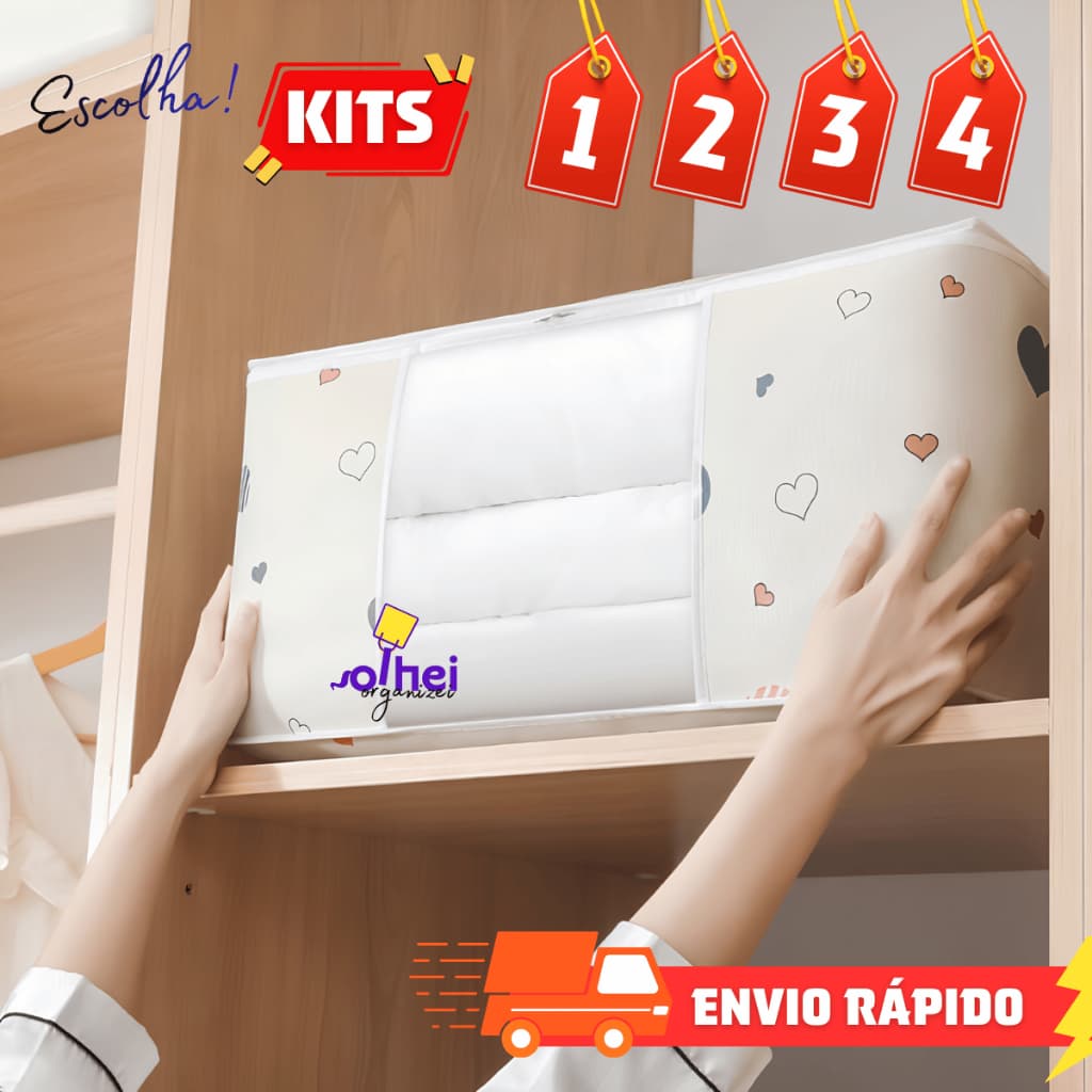 Organizador De Roupas Dobrável Caixa Organizadora Cesto Guarda Roupa Cobertor Brinquedo Anti Umidade