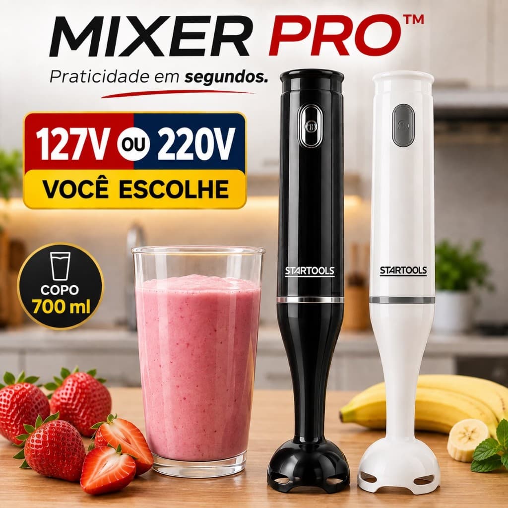 Mixer Portatil de Mão Compacto Liquidificador Manual Copo 700ml Lamina Aça Inox127V 220V Bater Triturar Vitaminas Shakes
