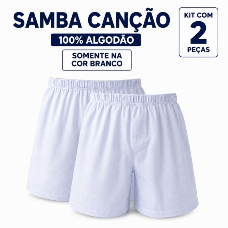 KIT 2 CUECAS SAMBA CANCAO DE ALGODAO -SÓ COR NA- BRANCA