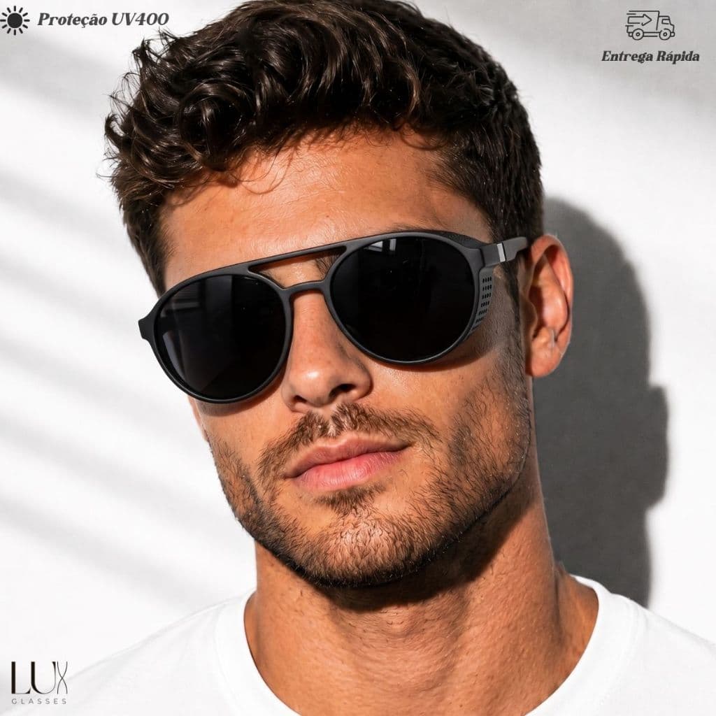 Óculos De Sol Masculino Redondo Moderno Lançamento Top Lux