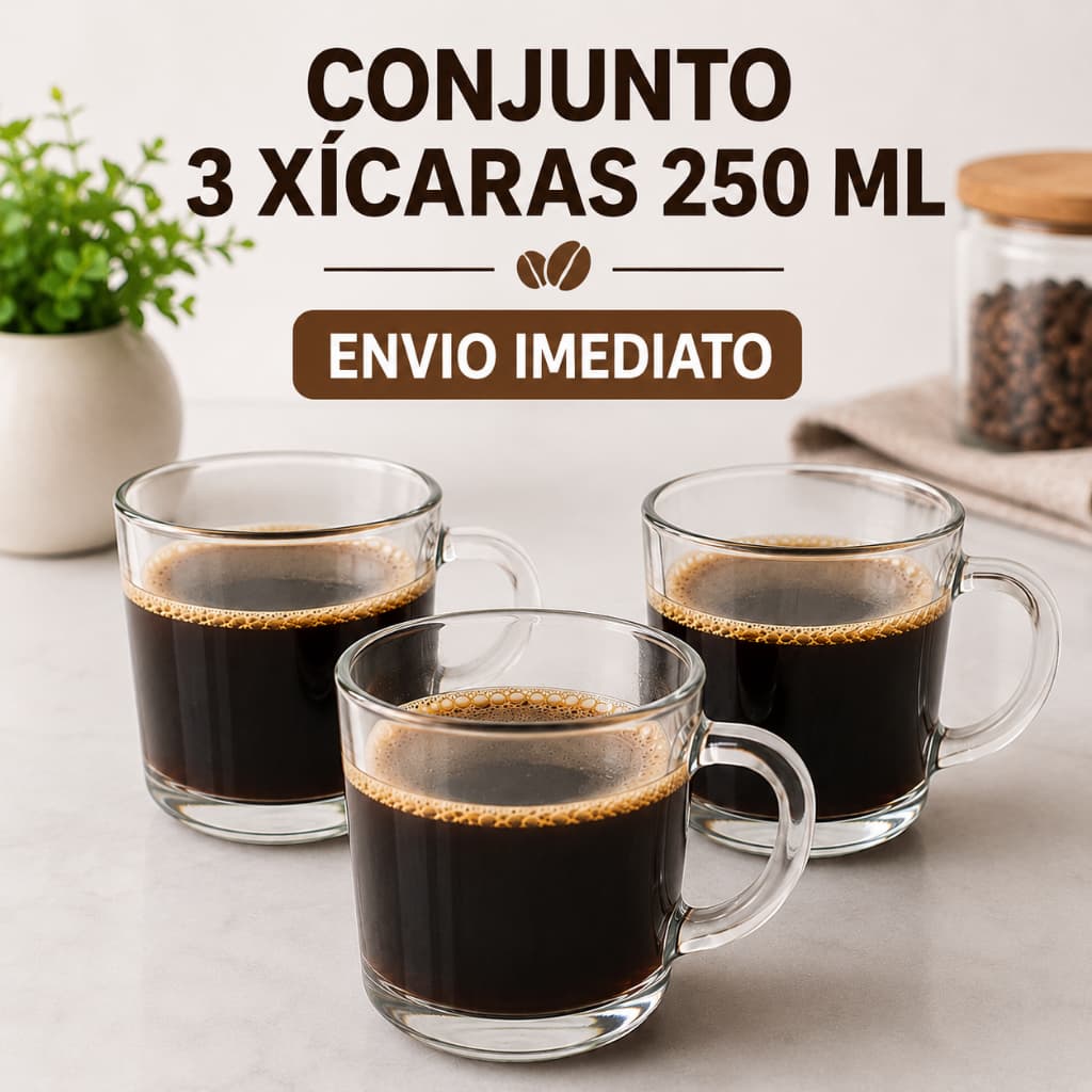 Conjunto Canecas Xicará Café Chá Capuccino chocolate 250 ml  3 Xícaras