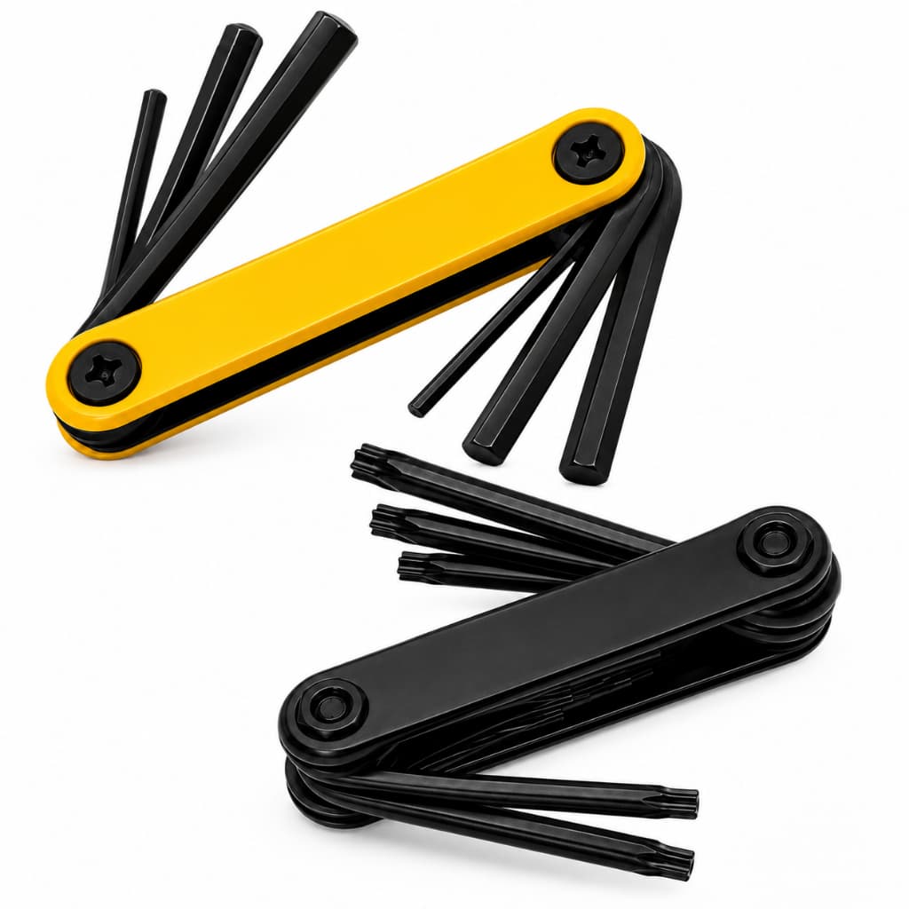 Kit 2 Jogo Chave Allen + Chave Torx Aço Tipo Canivete Profissional Ferramenta Allen Torx