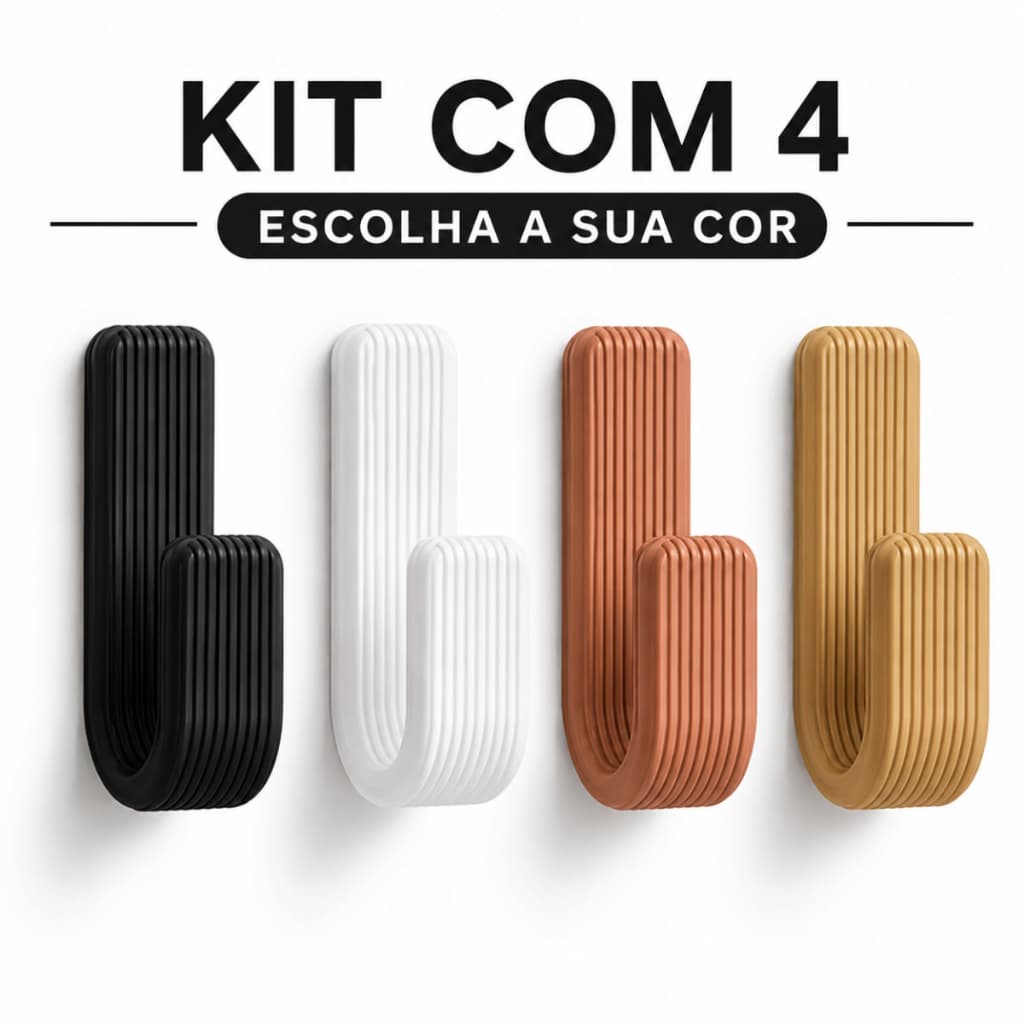 Kit de 4 Ganchos Suporte Resistente Com Fita Dupla Face Para Toalhas Roupas Acessórios sem Furo