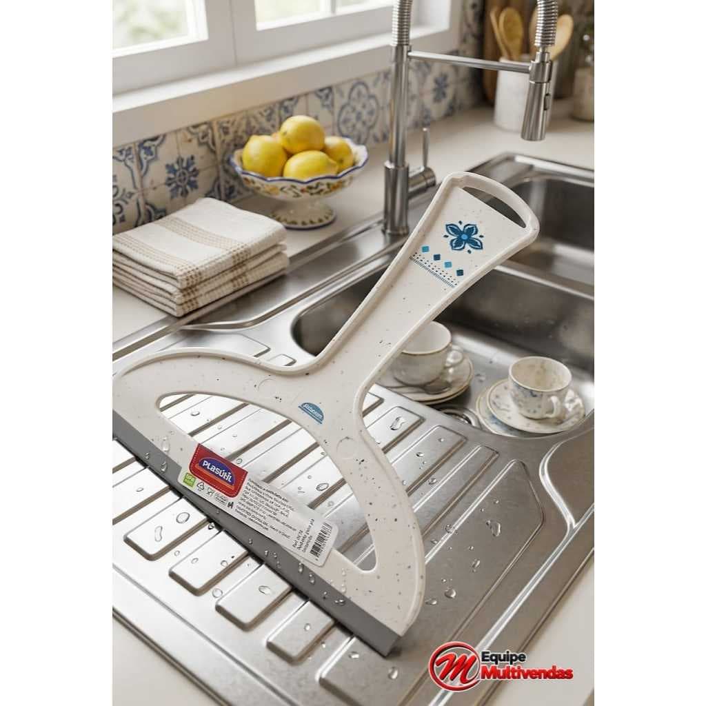 Mini Rodo Rodinho de Plástico Plasútil para Pia Decorado com Flor - Utensílio de Casa e Cozinha