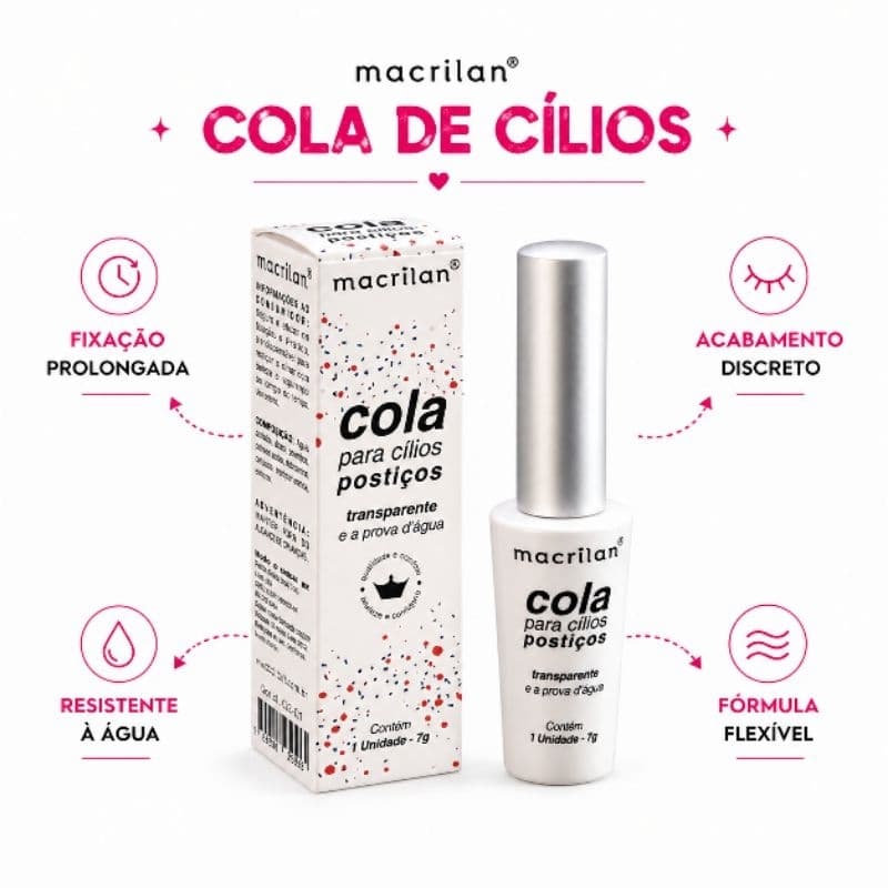 Cola para Cílios Branca Macrilan Fixação Prolongada Resistente à Água