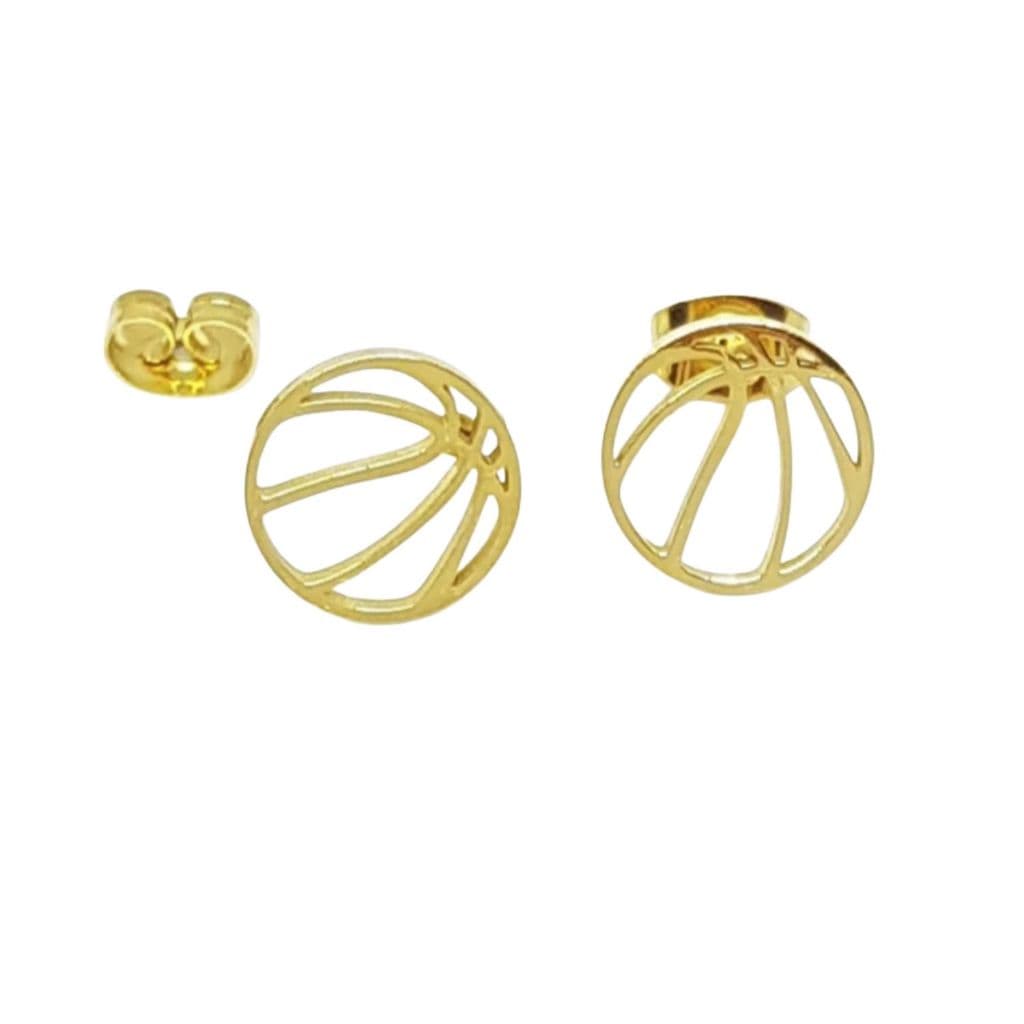 Brinco de Titânio Anti Alérgico Dourado Bola de Basquete