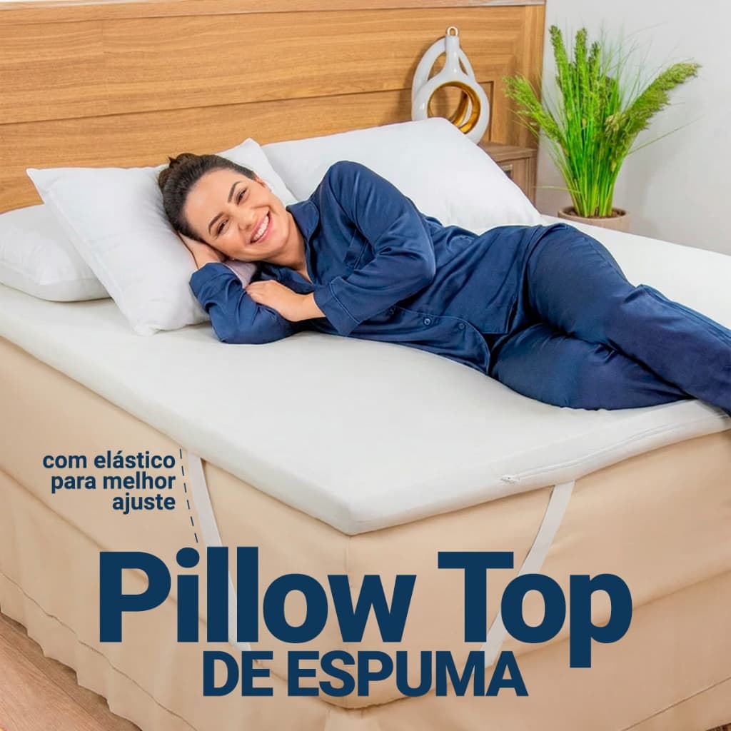 Protetor de Colchão Pillow Top Espuma D18 Capa 400 Fios Com Ziper