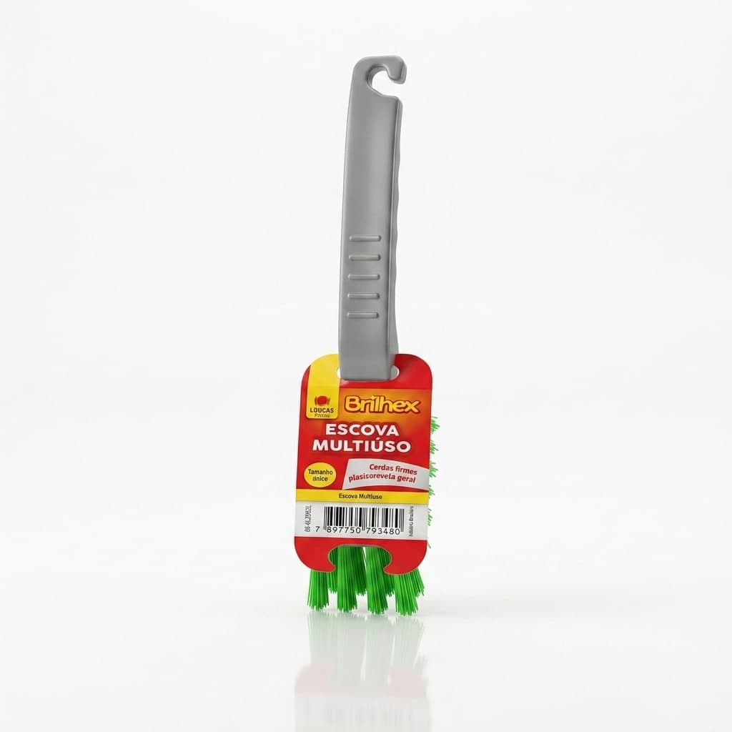 Escova Multiuso Brilhex com Cabo Longo Cerdas Firmes para Limpeza Geral 27cm