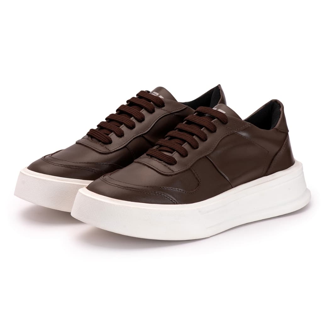 Tenis Masculino Couro Legitimo Sneaker Casual Plataforma Sapatenis Cano Baixo Palmilha em Gel