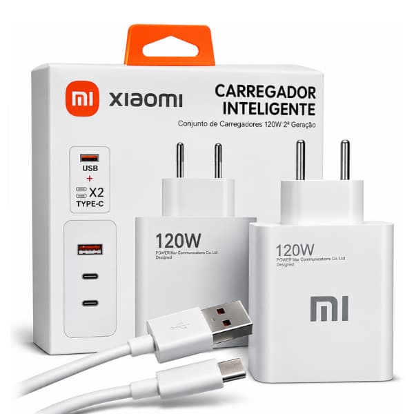 Xiaomi Carregador Inteligente 120W Usb + 2x Tipo C Turbo