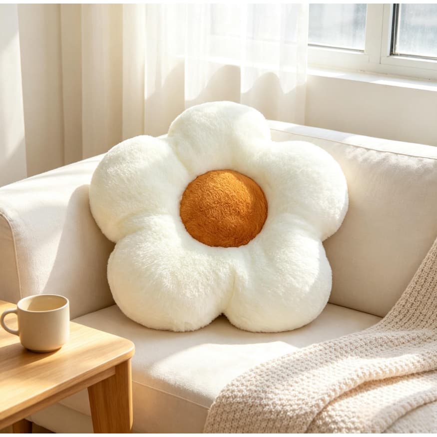 Almofada Formato Flor Pelúcia Aveludada Macia, Almofada Decorativa para Sofá, Quarto e Decoração de Casa