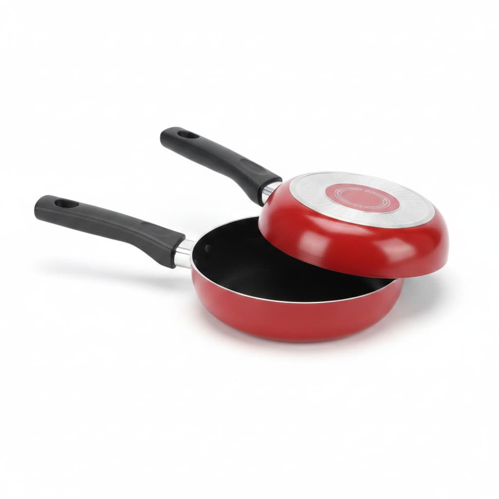 Frigideira Dupla Hamburgueira e Omeleteira Antiaderente 14cm Vermelha