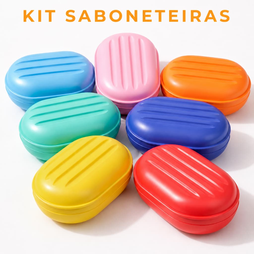 Kit Saboneteira Colorida porta sabonete Resistente Pia Box Banheiro Até 12 Unidades