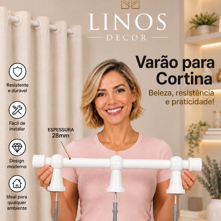 Varão 2 Metros 28mm para quarto sala cozinha igrejas escolas em aço