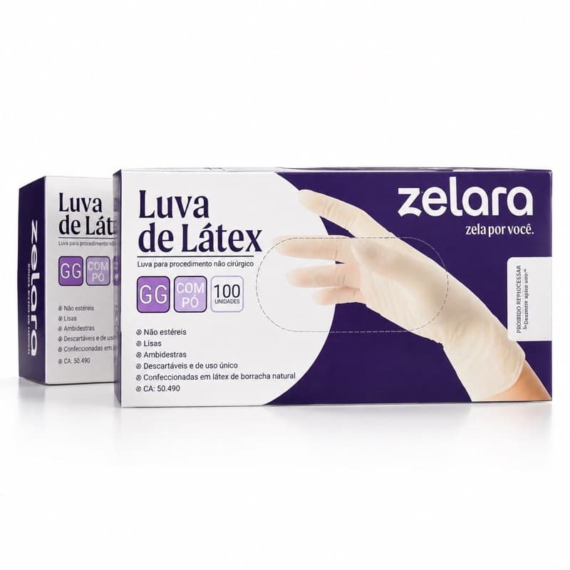 Luva de Látex Zelara GG com Pó 100 Unidades para Procedimento Não Cirúrgico