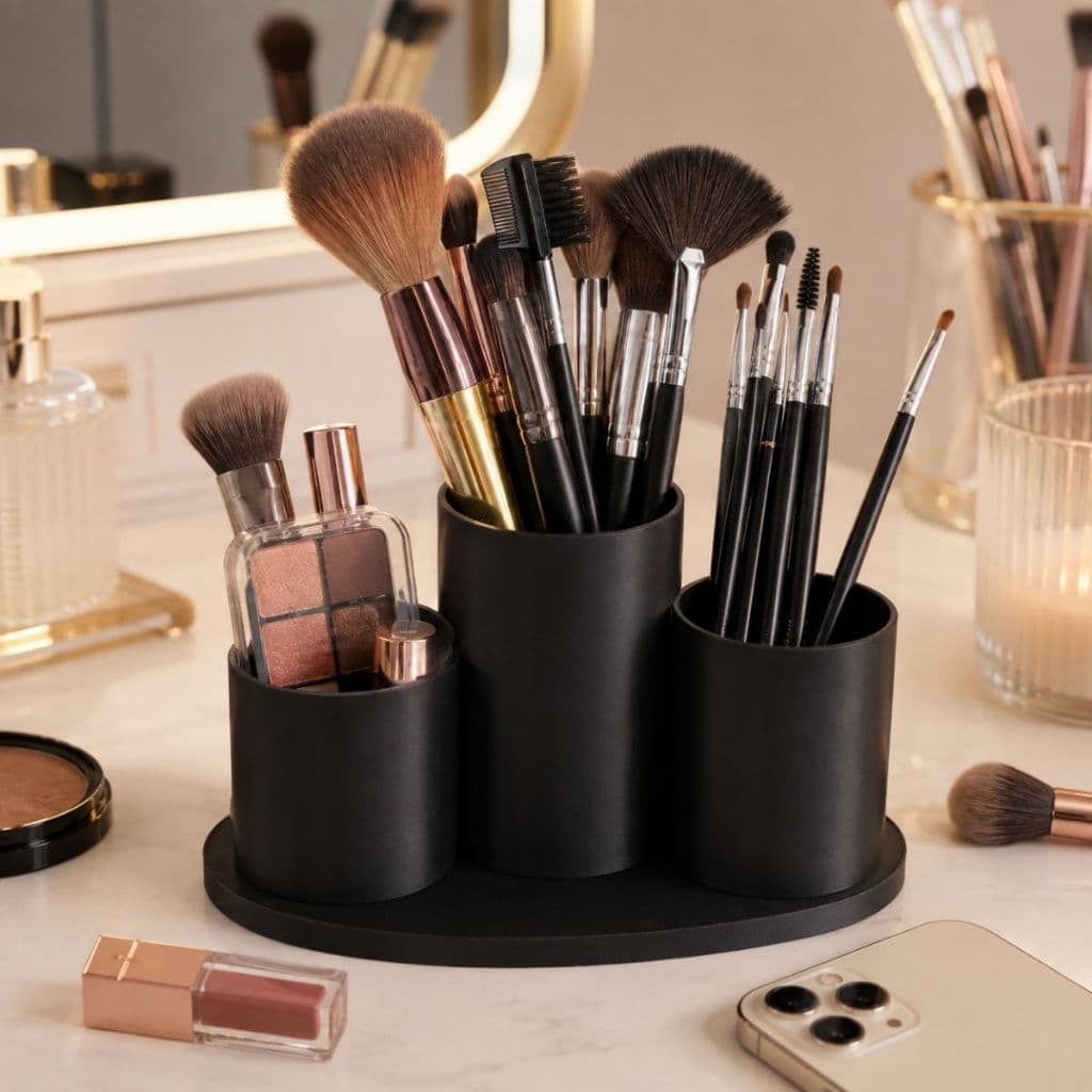 Organizador de Maquiagem Porta Pincéis Batom Caneta Lápis Cosméticos Penteadeira Mesa