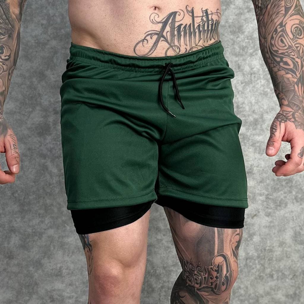 Shorts Masculino 2 em 1 Origens Esportivo Com Bolso Para Celular