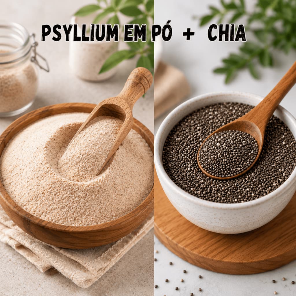 Combo com 2 Chia + Psyllium Pó Premium Mistura Natural Ingredientes Funcionais Importados