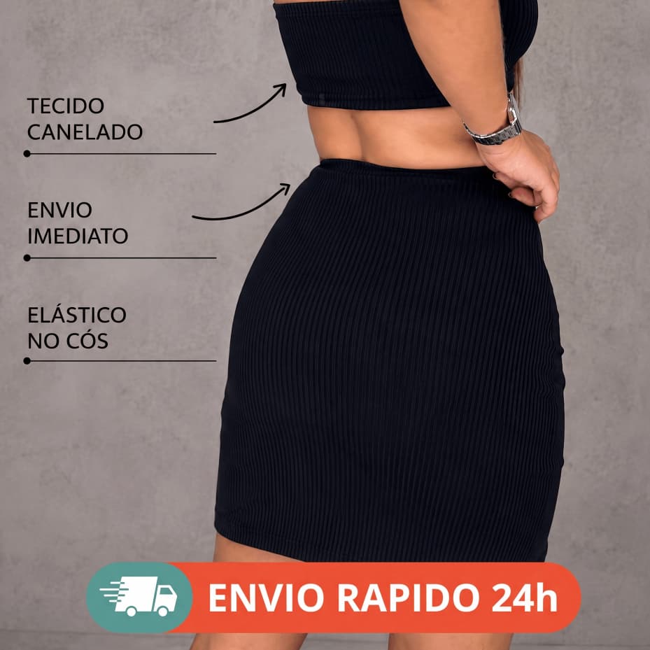 Saia Curta Mini Canelada Feminina Premium | Cintura Alta | Modela o Corpo | Envio Imediato