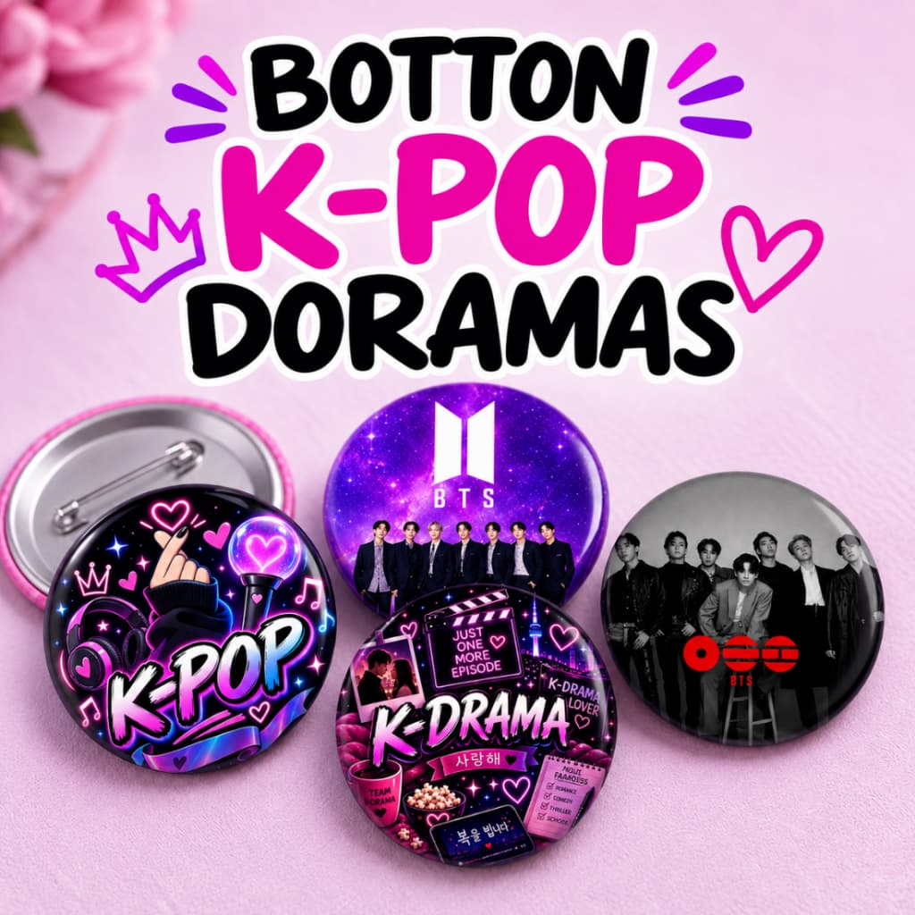 Kit 4 Bottons K-Pop e Doramas 44mm | Bottons Personalizados Fãs K-Drama