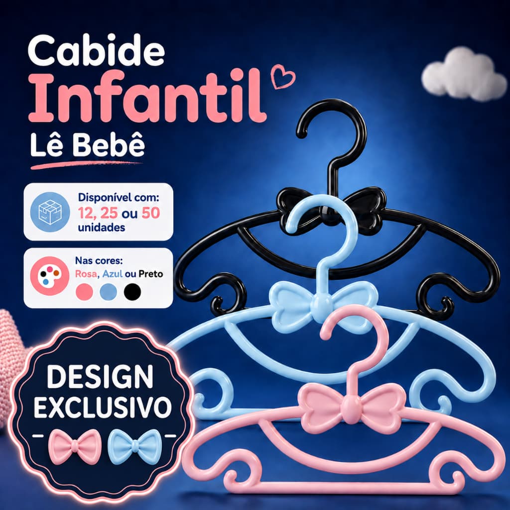 Cabide Infantil Le Bebê Plástico Reforçado Resistente Menino Menina Roupas Baby Criança Enxoval Organizador