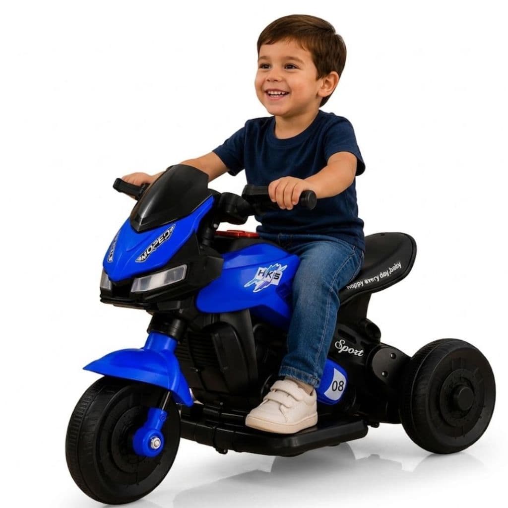 Moto Infantil Elétrica Recarregável Azul Rodas Estáveis Velocidade Segura Diversão Garantida