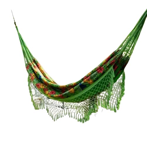 Rede descanso/Dormir Algodão Forrada com Gorgorinho - Arara azul com rede verde