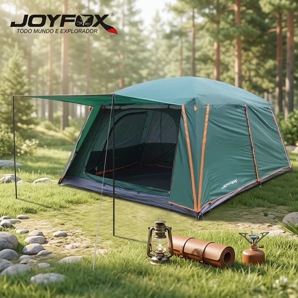 Barraca Camping Impermeavel 4000mm  Acampamento8-12 Pessoas Joyfox com lona impermeável 380*260*195cm