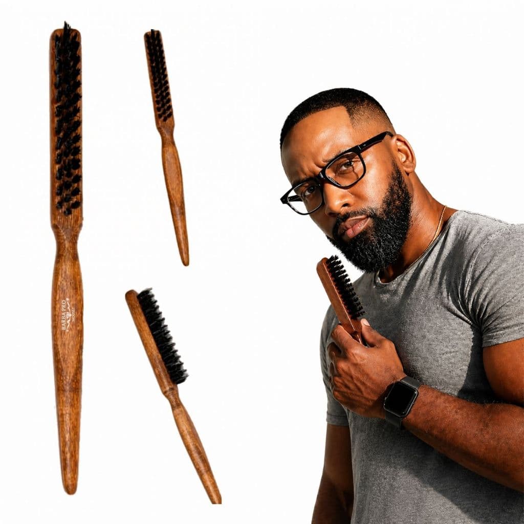 Escova Pente Madeira Para Barba e Bigode Disfarce Barber Pro Slim Escovinha