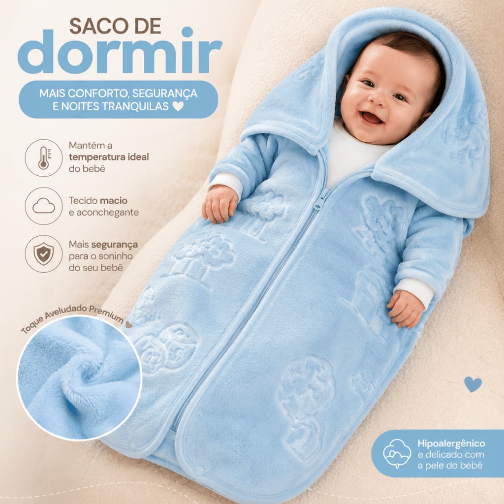 Saco de Dormir Bebê Menino Soft Fleece - Baby Sac Jollitex
