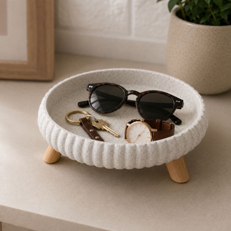 Bandeja Porta Objetos Porta Treco Porta Chaves Organizador de Mesa Decorativo com Pés