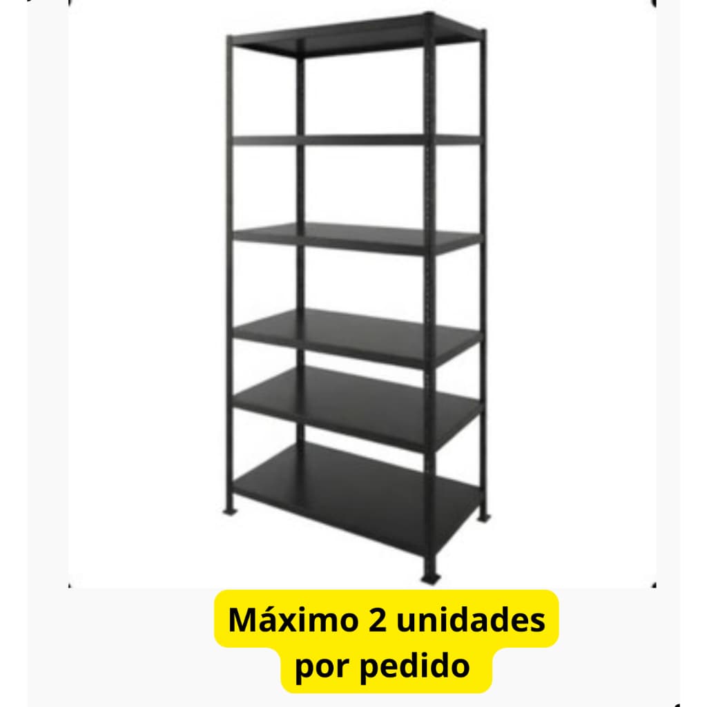 Estante Armario de Aço 190x 90cm 6 Bandejas Preta
