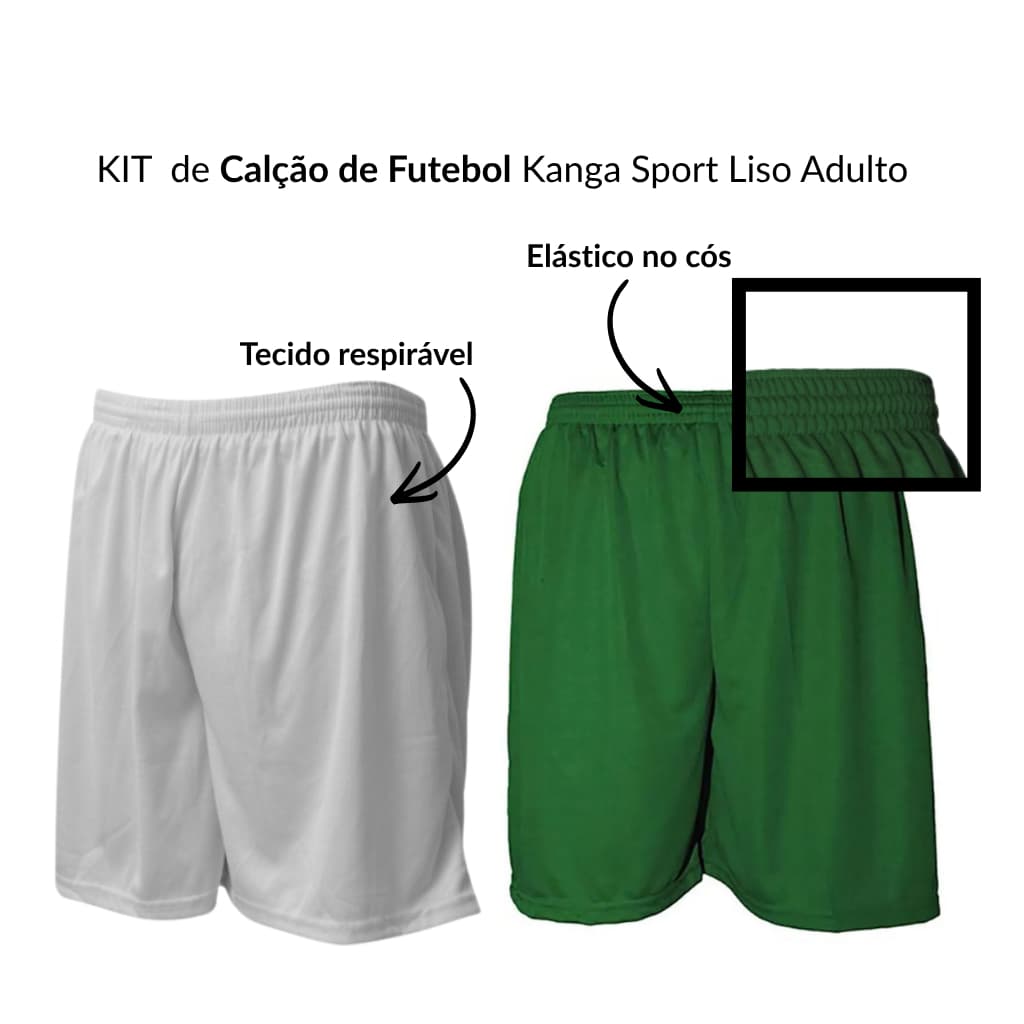 Kit 2 Calção de Futebol com elástico e tecido esportivo respirável