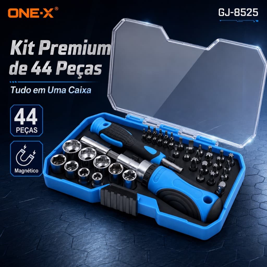 Kit Premium de 44 Peças Ferramentas Magnéticas em Uma Caixa Completa para Reparo e Manutenção