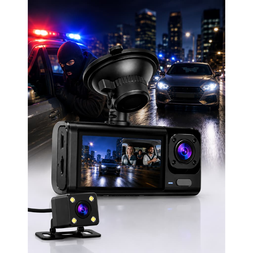 Câmera Automotiva Veicular Carro Hd Visão Noturna 1080p Ré Sistema de gravação frontal, interna e traseira