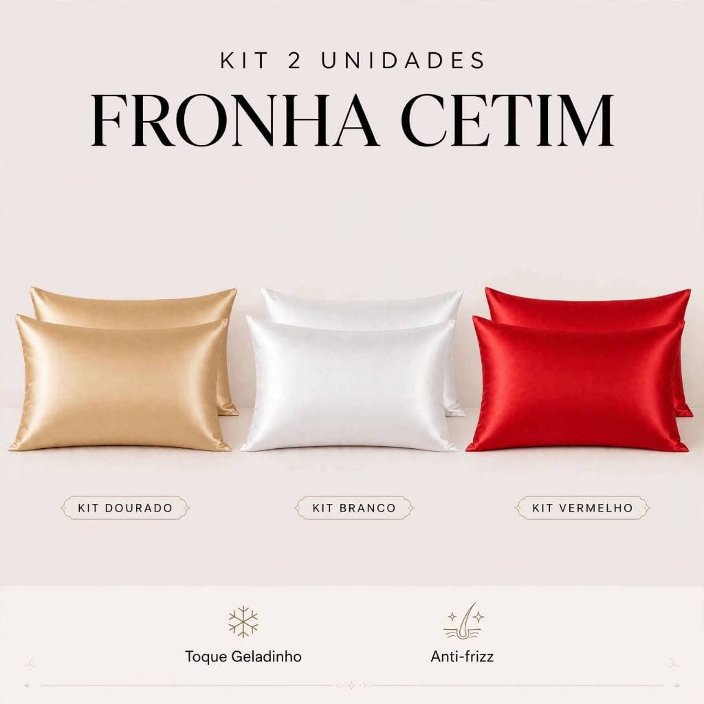 Kit 02 Unidades de Fronha Cetim 50 x 70 Premium Toque Geladinho Anti-Frizz Quarto
