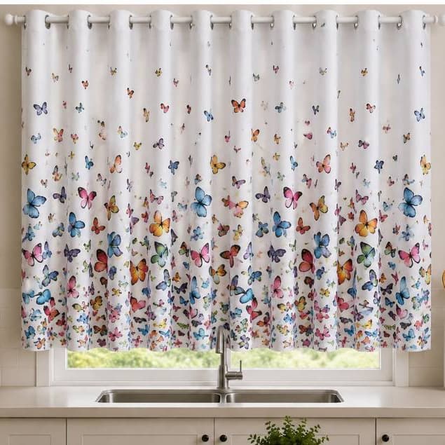Cortina Decorativa Cozinha Sala Quarto 2,00 x 1,30 Cortina Estampada