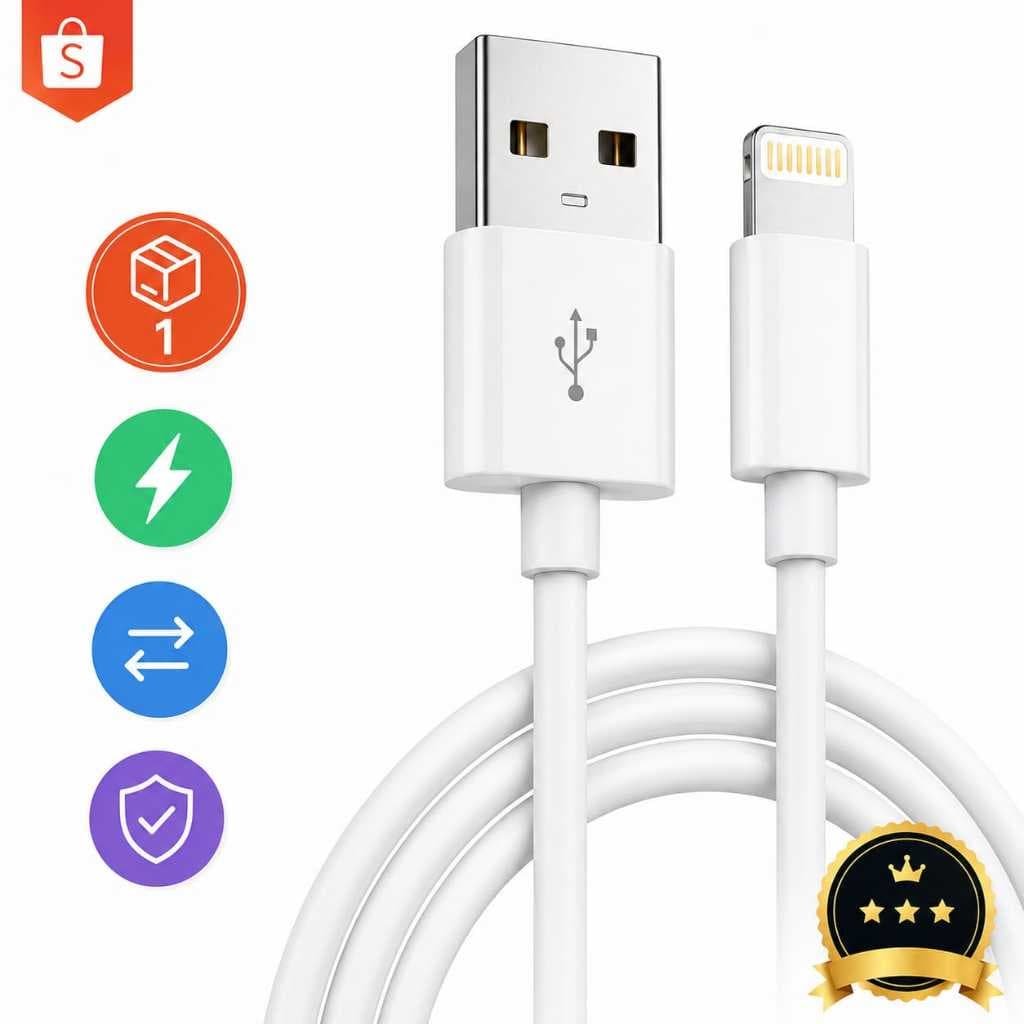 Cabo Iphone Lightning Compatível Iphone 7 ao 14 Pro Max 1 Metro Carregamento Rápido Turbo Resistente