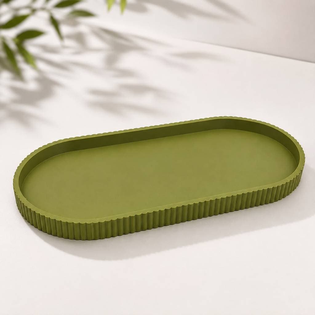 Bandeja Decorativa Oval Canelada Organizadora Porta Objetos