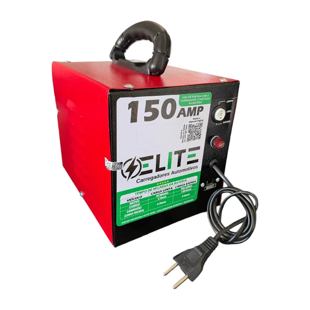 Carregador Bateria 12v 150amp S/ VOLTIMETRO Carro Moto Caminhão