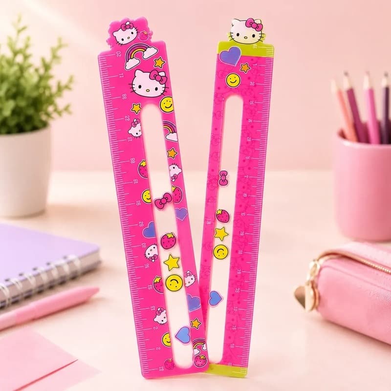 Régua Plástica Decorada Dupla Face Hello Kitty 20cm Leo&leo