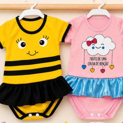 Body Bebê Infantil 0 a 3 Meses Mesversário Menina com Cabide
