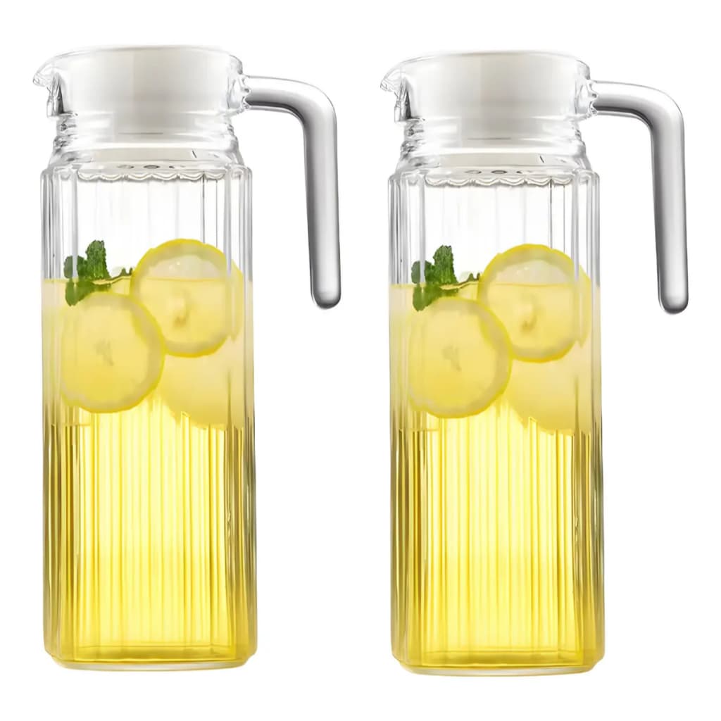 Kit 2 Jarras De Vidro Suíça 1 Litro Jarra Para Suco Água Vidro Resistente
