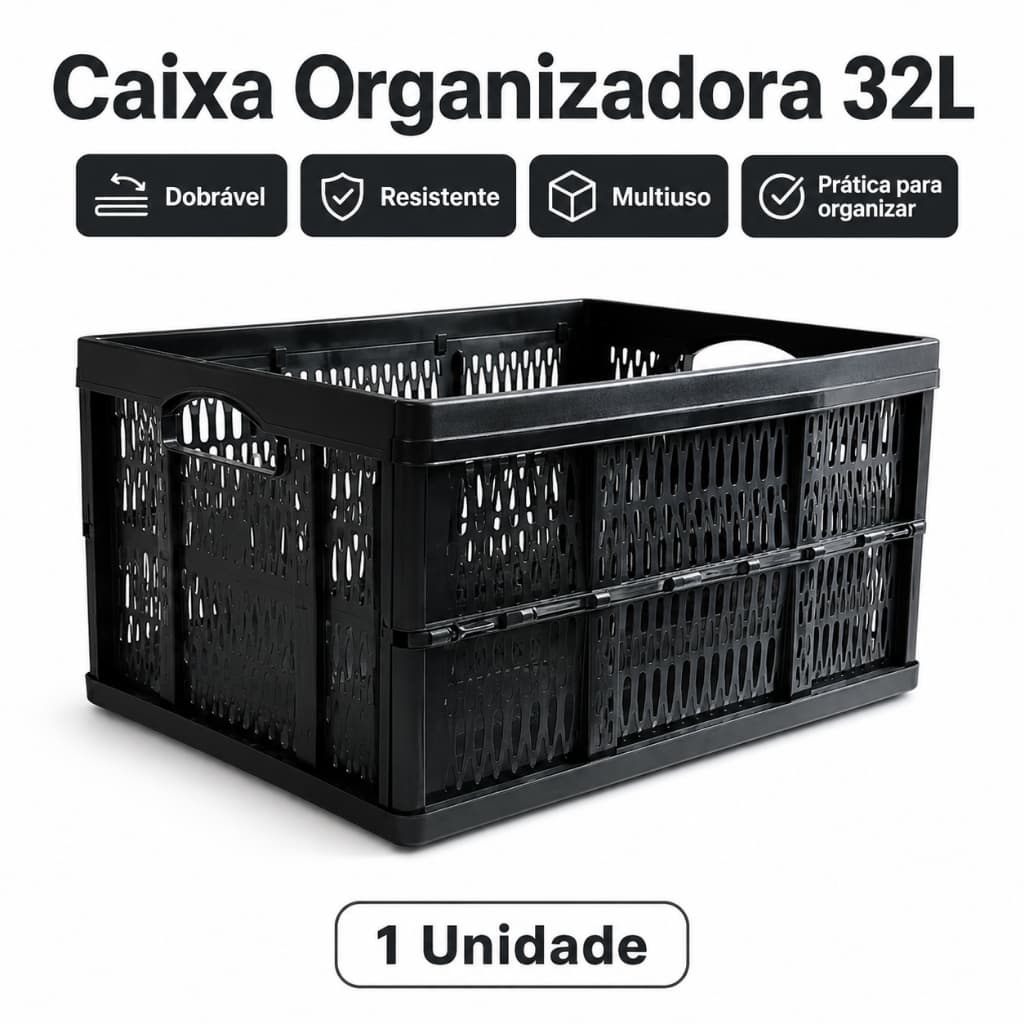 Caixa Organizadora Dobrável Retrátil Multiuso Reforçada Grande 32L